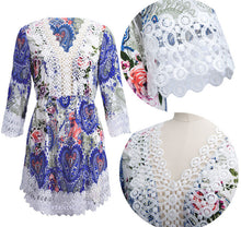 Bohemian White Lace Hollow Out Crochet V Neck Mini Dress Ethnic Boho Print Women Sexy Beach Clothes For Women Dresses Summer