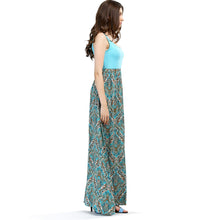 Boho Pattern Ethnic Print Tank Blue Patchwork Women Dress Summer Long Maxi Beach Dress Summer Clothes Empire Waist Lady 2016