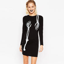 Bone Print Fashion Punk Bodycon Mini Short Dress Summer Fashion Black Dress Girl New Arrivals 2016 Women Dresses