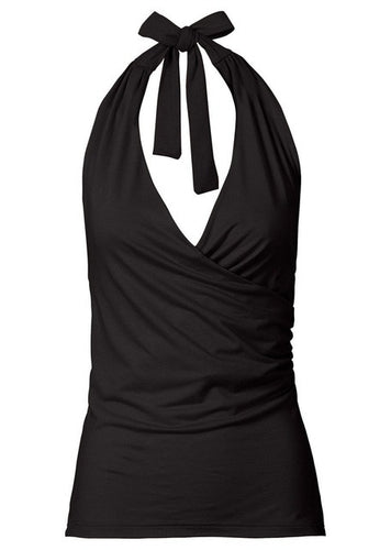 Bow Black Orange Ruched Women Sexy Blouse Solid V-Neck Sleeveless Halter Blouse 2017 Fashion Ladyies Fall Top Autumn Sexy Blouse