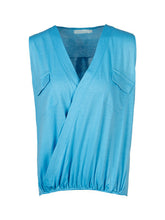 Button Down Front Double Pocket V Neck Wrap Blouse Women Sleeveless Casual Summer Top Womens Blouses For Summer Ladies 2016