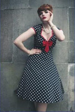 Cap Sleeve Dress Polka Dot Print Vintage 60S 50S Rockability Swing Retro 50'S Red Front Bow Dress Retro High Waist High Quality