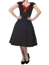 Cap Sleeve Dress Polka Dot Print Vintage 60S 50S Rockability Swing Retro 50'S Red Front Bow Dress Retro High Waist High Quality