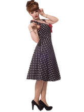 Cap Sleeve Dress Polka Dot Print Vintage 60S 50S Rockability Swing Retro 50'S Red Front Bow Dress Retro High Waist High Quality