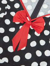 Cap Sleeve Dress Polka Dot Print Vintage 60S 50S Rockability Swing Retro 50'S Red Front Bow Dress Retro High Waist High Quality
