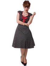 Cap Sleeve Dress Polka Dot Print Vintage 60S 50S Rockability Swing Retro 50'S Red Front Bow Dress Retro High Waist High Quality
