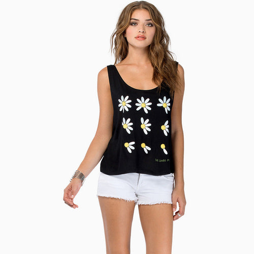 Casual Black Blouse Flower Printed Summer Style Seeveless Blusas Women Blouses Women Tops Blouse Camisas Femininas 2015