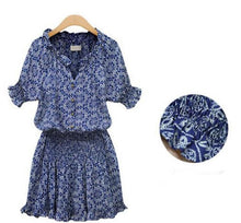 Casual Blue Women Dress Mini Summer Dresses Elastic Waist Vestidos Femininos Roupas Femininas Rendas Do Dress Vestido