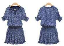 Casual Blue Women Dress Mini Summer Dresses Elastic Waist Vestidos Femininos Roupas Femininas Rendas Do Dress Vestido