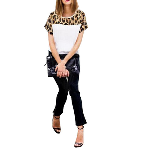 Casual Chiffon Blouse Women Leopard Plus Size Women Clothing Blusas Femininas 2015 White Shirt Roupas Femininas Women Tops
