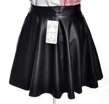 Casual High Waist Skirt Faux Leather Black Short Skirts Womens Female Saias Femininas Faldas Skirt Pleated Skater Skirt