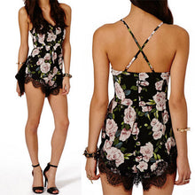 Casual Sexy Black Floral Jumpsuit Women Rompers Womens Jumpsuit Lace Trim Bodysuit Playsuit Onesie Macacao Feminino