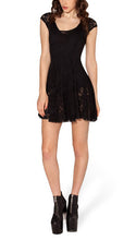 Casual Sexy Women Dress Little Black Pleated Transparent Lace Dress Vestidos Casual Roupas Vestidos Femininos
