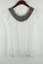 Casual Summer Chiffon Loose Blouse Camisas Femininas Pullover Beading Beads Shirt Women Plus Size Ladies Tops 3XL Summer Style