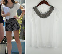 Casual Summer Chiffon Loose Blouse Camisas Femininas Pullover Beading Beads Shirt Women Plus Size Ladies Tops 3XL Summer Style