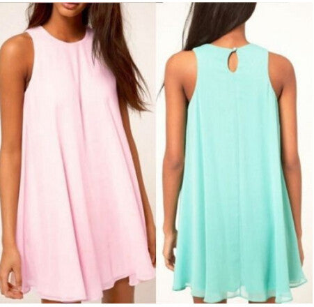 Casual Summer Dress Style Summer Women Dress Mini Loose Dress O-Neck Ruffles Sleeveless 2015 Vestido Vestidos Sexy Dresses