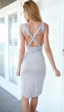 Casual Summer Style Summer Dress 2015 Bandage Cross Grey High Cut Split Tulip Women Dress Women Clothing Slim Vestido Robe