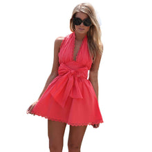 Casual Summer Style Summer Dress 2015 Lace Women Dress Halter Pink Bowknot Ruffles Dresses Women Clothing Vestido VestidosRobe