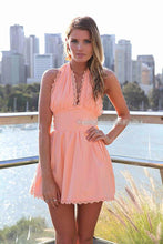 Casual Summer Style Summer Dress 2015 Lace Women Dress Halter Pink Bowknot Ruffles Dresses Women Clothing Vestido VestidosRobe