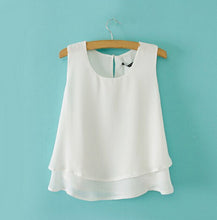 Casual Summer White Ladies Chiffon Women Blouses Tank Sleeveless Crop Top Shirt Women Blusas Femininas 2015