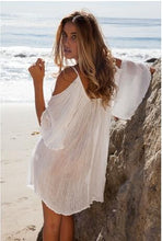 Casual Summer Women Dress Transparent Dresses Beach Sun Dress White Flare Sleeve Summer Dress 2015 Vestido Vestidos