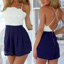 Casual White Lace Jumpsuit Women Bodysuit Strap Criss-cross Playsuit Onesie Combinaison Rompers Womens Macacao Feminino