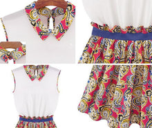Casual Women Pleated Dresses Collar Floral Printed Dress Sumer Style Mini Bohemian Elegant Summer Dress Vestidos Femininos