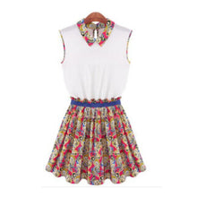 Casual Women Pleated Dresses Collar Floral Printed Dress Sumer Style Mini Bohemian Elegant Summer Dress Vestidos Femininos