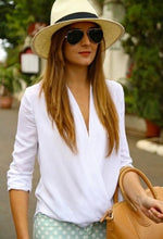 Casual Wrap White Blouses V Neck Shirt Women Chiffon Blouse See Through Plus Size Women Tops Blusas Blusa Roupas Femininas