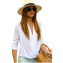 Casual Wrap White Blouses V Neck Shirt Women Chiffon Blouse See Through Plus Size Women Tops Blusas Blusa Roupas Femininas