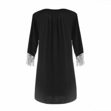 Causal Women Dress Black Oversized Mini Dress Plus Size Dresses Netted Fringe Tassel Sleeve Loose Dress Vestidos Summer Style