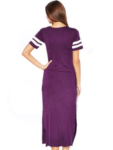 Chicago 84 Letter Print Baseball Style Double High Slit Fashion Girl Summer Dress Women Long Maxi T Shirt Dress New Arrival 2016