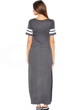 Chicago 84 Letter Print Baseball Style Double High Slit Fashion Girl Summer Dress Women Long Maxi T Shirt Dress New Arrival 2016