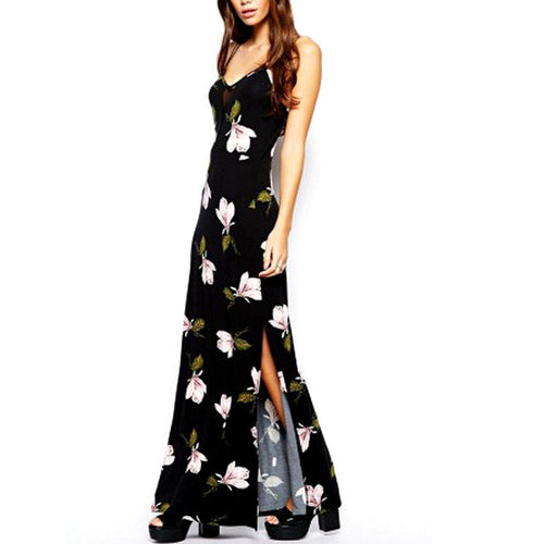 Chiffon Long Dress Vintage Women Maxi Dress Vestidos Longos Black Summer Dress Vestido Longo Robe Ropa Mujer Vetement Femme