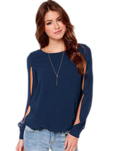 Chiffon Slit Sleeve Women Elegant Womans Casual Summer Blouse Ladies Office Shirts Wear To Work High Quality Blouse 2016