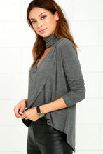 Choker V-Neck Ruched Black Full Sleeve Solid Blouse Women Fashion New Tops High And Low Casual Autumn Shirt Fall Blouse