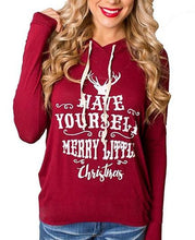Christmas Letter Print Hooded Have Yourself Merry Little Christmas Blouse Shirt Full Sleeve Casual Top Women 2016 Autumn Blouse