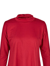 Cold Shoulder Turtle Neck Slit Sleeve Shirt Female Long Shirt Women 2016 Loose Top Red High Neck Top T Shirt Tee T-Shirt Female