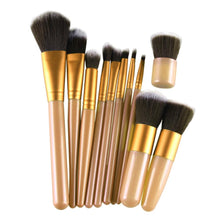 Cool! 11Pcs Cosmetic Brush Makeup Brush Sets Kits Tools wool fiber + aluminum + wooden handle Material Anne