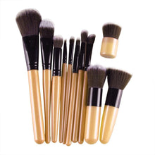 Cool! 11Pcs Cosmetic Brush Makeup Brush Sets Kits Tools wool fiber + aluminum + wooden handle Material Anne