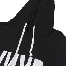 Cotton Letter Print Hooded Dress Full Sleeve Pullover Pocket Women Casual 2016 Autumn Loose Dress Black Mini New Arrival Dress