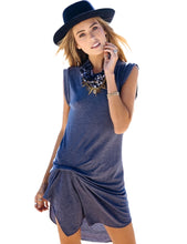 Cotton Side Ruched Bowknot Sleeveless Women Casual Designed Mini Blue Dress Girl Summer Women Dresses New Arrivals 2016