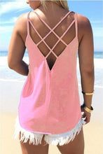 Cross Spaghetti Strap Hollow Open Back Top Casual Sheer Tank Summer Tank Tops 2016 Fashion Woman Beach Wear Free Shipping Sexy