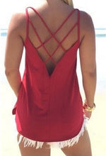 Cross Spaghetti Strap Hollow Open Back Top Casual Sheer Tank Summer Tank Tops 2016 Fashion Woman Beach Wear Free Shipping Sexy