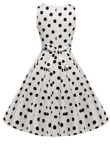 Cute Knee length Sleeveless Wiggle Fit and Flare Dresses Dot Print Ruched A line Bow Dress New Fashion Women Summer Dress