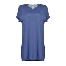 Cutout Mini Loose Dress Short Sleeve T Shirt Dress V Neck Blue Summer Women Dress Smock Tops Casual Home Dresses