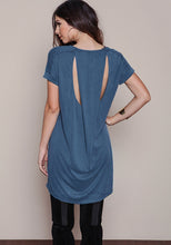 Cutout Mini Loose Dress Short Sleeve T Shirt Dress V Neck Blue Summer Women Dress Smock Tops Casual Home Dresses