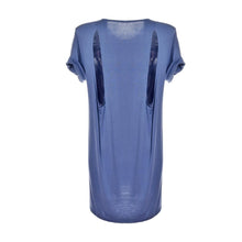 Cutout Mini Loose Dress Short Sleeve T Shirt Dress V Neck Blue Summer Women Dress Smock Tops Casual Home Dresses
