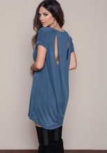 Cutout Mini Loose Dress Short Sleeve T Shirt Dress V Neck Blue Summer Women Dress Smock Tops Casual Home Dresses