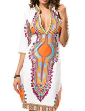 Dashiki Colorful Pattern Tribal Print Women Summer Dress V Neck Tunic Loose African Print 2017 Quality New Style Summer Dress
